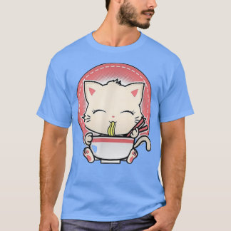 Kawaii Cat Cute Anime Otaku Japanese Ramen Noodles T-Shirt