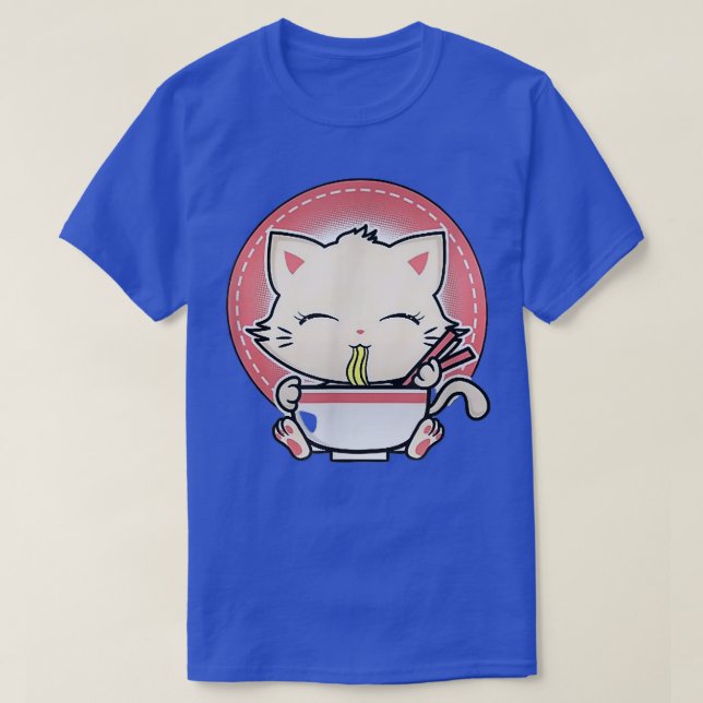 Kawaii Cat Cute Anime Otaku Japanese Ramen Noodles T-Shirt (Design Front)