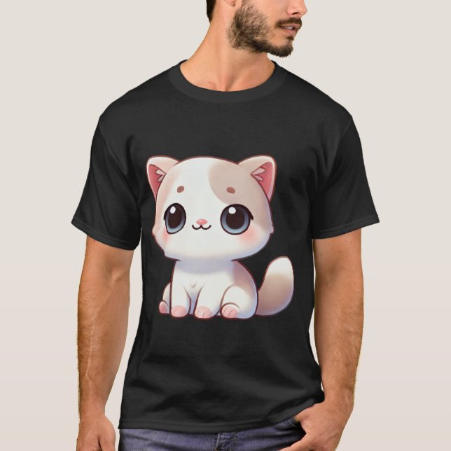 Kawaii Cat Design Adorable Kitten Artwork T-Shirt (Front)