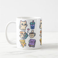 Kawaii Cat, Dog & Food Lovers Mug