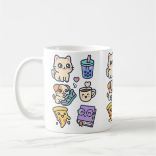 Kawaii Cat, Dog & Food Lovers Mug