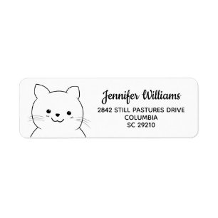 Kawaii Cat Drawing Personalised Address Labels