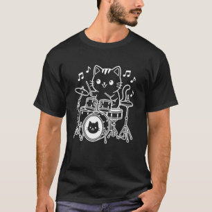 Kawaii Cat Drummer Percussion Instrument Long Slee T-Shirt
