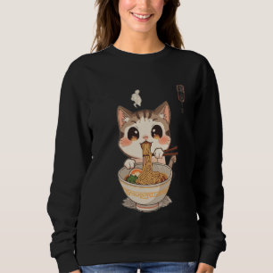 Kawaii Cat Eating Cat Ramen Anime Merch Anime Gift Sweatshirt