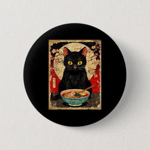 Kawaii Cat Eating Ramen Noodles Funny Anime Gift G 6 Cm Round Badge