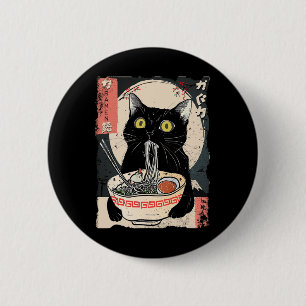 Kawaii Cat Eating Ramen Noodles Funny Anime Gift G 6 Cm Round Badge