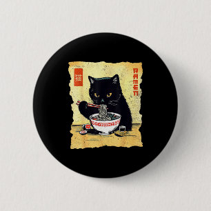 Kawaii Cat Eating Ramen Noodles Funny Anime Gift G 6 Cm Round Badge