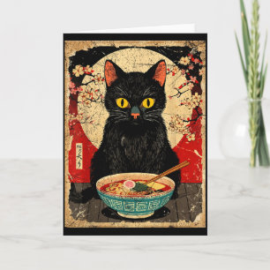 Kawaii Cat Eating Ramen Noodles Funny Anime Gift G Card