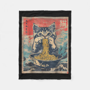 Kawaii Cat Eating Ramen Noodles Funny Anime Gift G Fleece Blanket