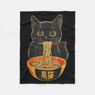 Kawaii Cat Eating Ramen Noodles Funny Anime Gift G Fleece Blanket