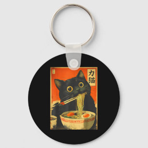 Kawaii Cat Eating Ramen Noodles Funny Anime Gift G Key Ring