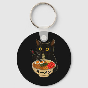 Kawaii Cat Eating Ramen Noodles Funny Anime Gift G Key Ring