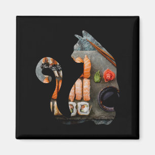Kawaii Cat Eating Ramen Noodles Japanese Food Anim Magnet