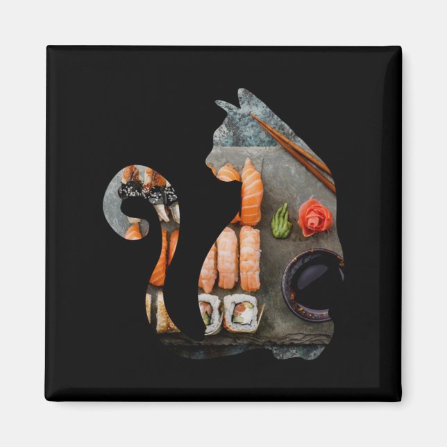 Kawaii Cat Eating Ramen Noodles Japanese Food Anim Magnet (Front)