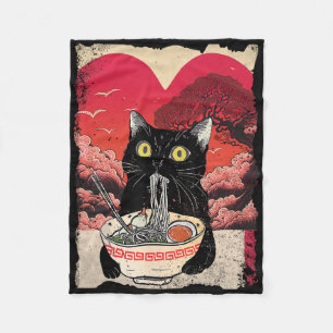 Kawaii Cat Eating Ramen Noodles Ramen Is My Valent Fleece Blanket