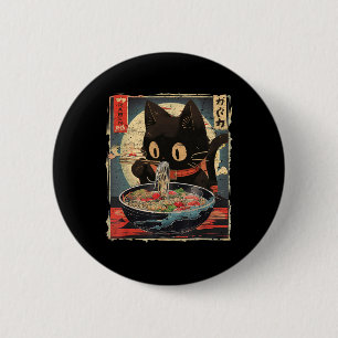 Kawaii Cat Eating Ramen Noodles Vintage Japanese M 6 Cm Round Badge