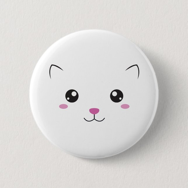 Kawaii cat face 6 cm round badge (Front)