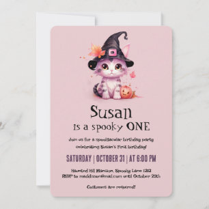Kawaii Cat Halloween Birthday Party Invitation