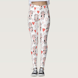 Kawaii Cat & Hearts Valentine Pattern (8) Leggings