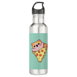 Kawaii Cat Hugging Pepperoni Pizza Cartoon 710 Ml Water Bottle