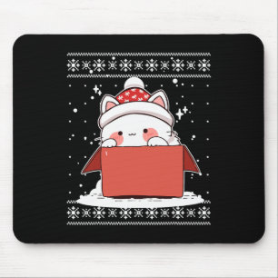 Kawaii Cat In A Box Christmas Cute Anime Teens Kid Mouse Mat