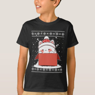 Kawaii Cat In A Box Christmas Cute Anime Teens Kid T-Shirt