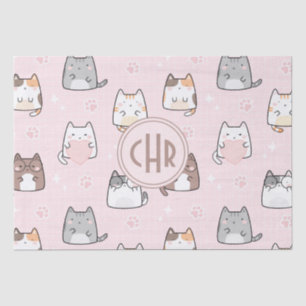 Kawaii Cat in a Pink Background Tissue Paper