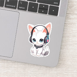 Kawaii Cat in Trendy Headphones