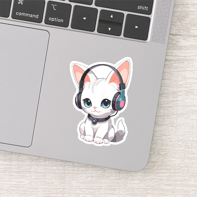 Kawaii Cat in Trendy Headphones (Detail)