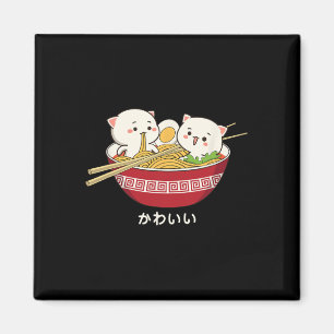 Kawaii Cat Japanese Tokyo Anime Cat Ramen T Shirt  Magnet