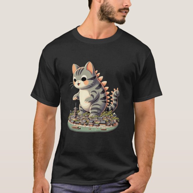 Kawaii Cat Kaiju Catzilla Japanese Men Women Kids  T-Shirt (Front)