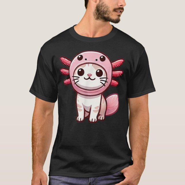 Kawaii Cat Kitten Axolotl Costume T-Shirt (Front)
