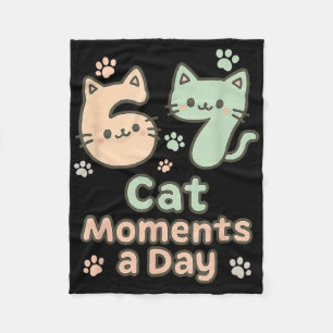Kawaii Cat Kitten Mom 6 7 Alpha Gen Slang Six Seve Fleece Blanket