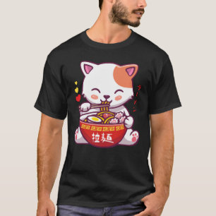 Kawaii Cat loves Ramen   Anime Kitty eating Ramen T-Shirt