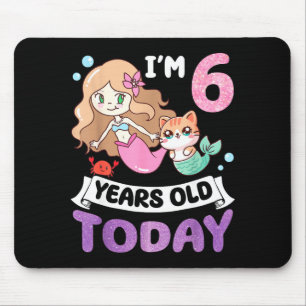 Kawaii cat mermaid i’m 6 years old 6th birthday mouse mat