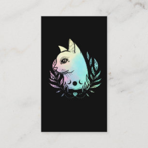Kawaii Cat Moon Wicca Pastel Goth Kitten Crescent Business Card