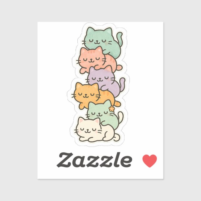 Kawaii Cat Mountain Pastel Sticker (Sheet)