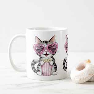 Kawaii Cat Mug – Adorable Heart Glasses Kitty Coff