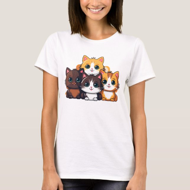 Kawaii Cat Pack – Cute Cartoon Cats Women’s T-Shir T-Shirt (Front)
