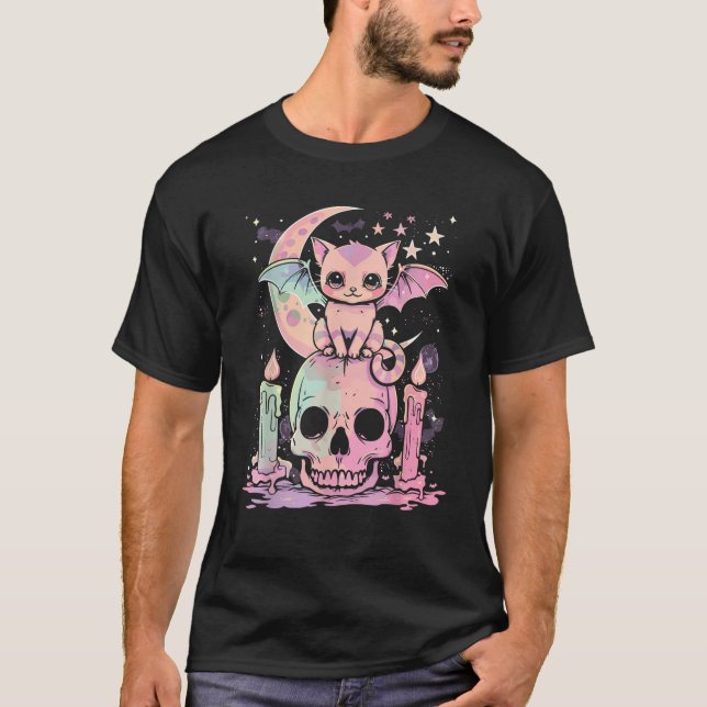 Kawaii Cat Pastel Goth Cute Creepy Kawaii Anime Ae T-Shirt (Front)