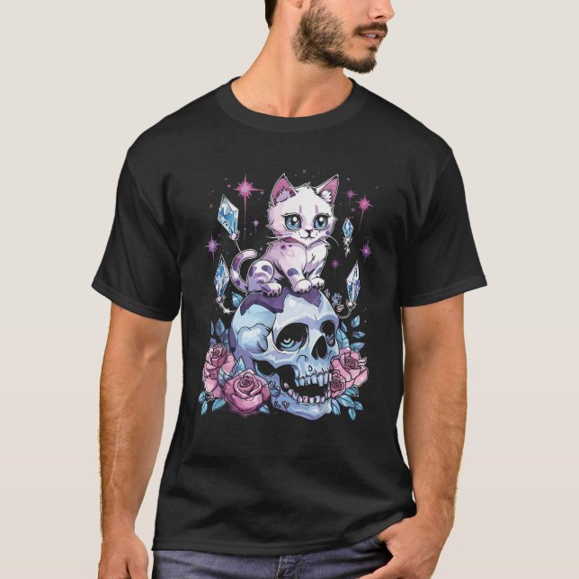 Kawaii Cat Pastel Goth Cute Creepy Kawaii Anime Ae T-Shirt (Front)