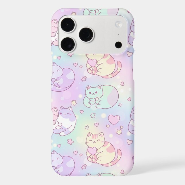 Kawaii Cat Pastel Rainbow Heart Pattern (Back)