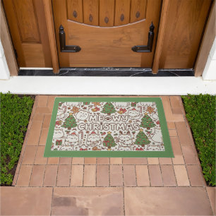 Kawaii Cat Pattern Christmas Welcome Doormat
