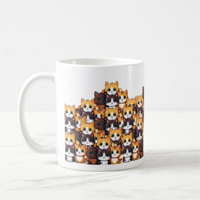 Kawaii Cat Pattern in Soft Colours Mug (Left)