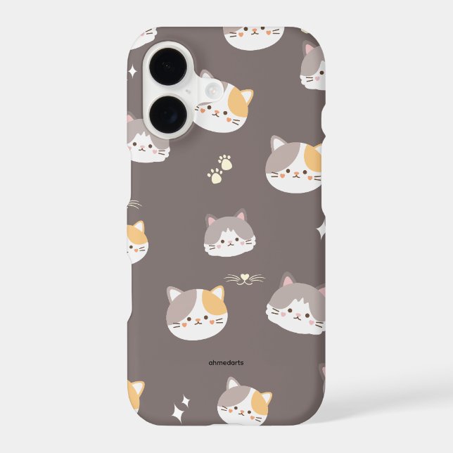 Kawaii Cat Phone Case - Cute Cartoon Cat Pattern  (Back)