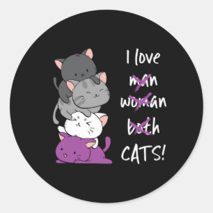 Kawaii Cat Pile Anime Asexual Pride Flag Kittens Classic Round Sticker