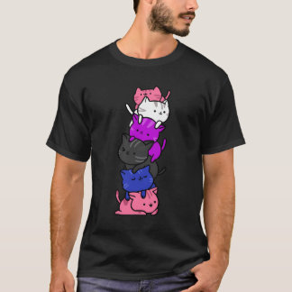 Kawaii Cat Pile Genderfluid Pride T-Shirt