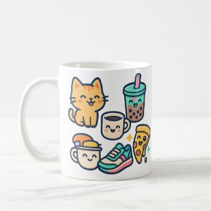 Kawaii Cat Pizza Bubble Tea Coffee – Cute Mug Desi
