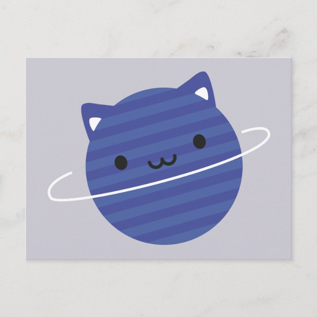 Kawaii Cat Planet in Space Postcard (Front)