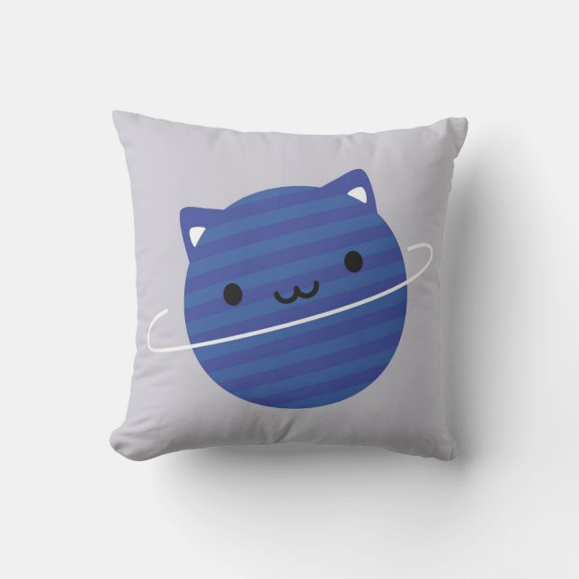 Kawaii Cat Planets in Space Reversible Cushion (Front)